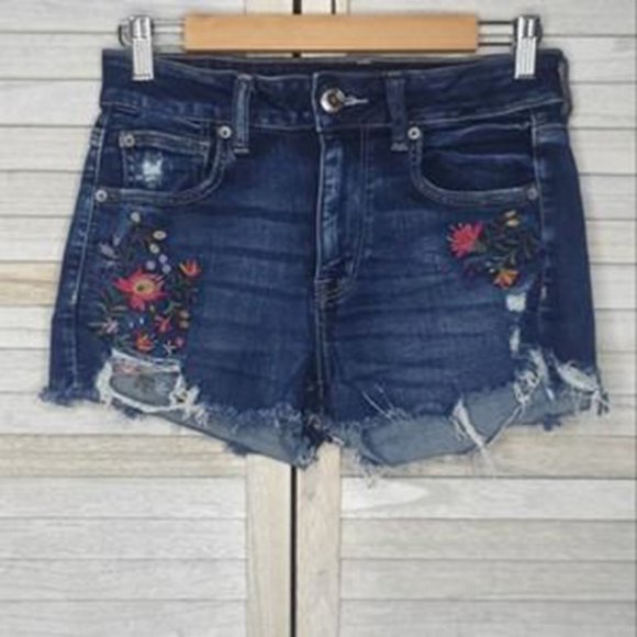 Embroidered High Rise Shortie Shorts Next Level Stretch 8